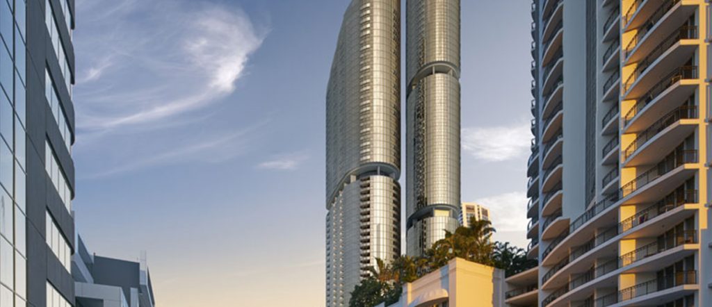 GOLD TWIN TOWER WANDERLUST DEVELOPMENT PROPOSED FOR SURFERS